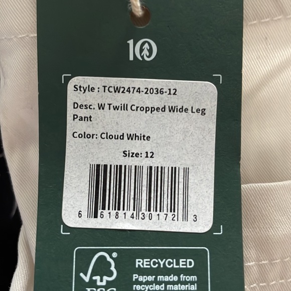 Tentree Twill Cropped Wide Leg Pant - Picture 4 of 4